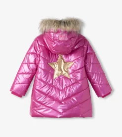 Online Girls Fuschia Star Puffer Jacket Outerwear