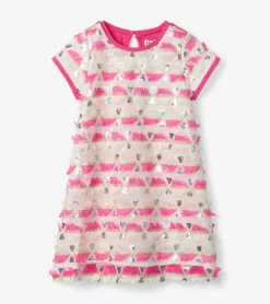 Outlet Girls Geometric Sequins Cap Sleeve Dress Dresses