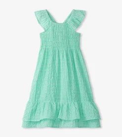 Discount Girls Gingham Seersucker Smocked Dress Dresses