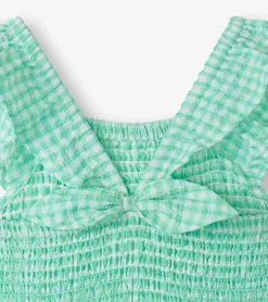 Discount Girls Gingham Seersucker Smocked Dress Dresses