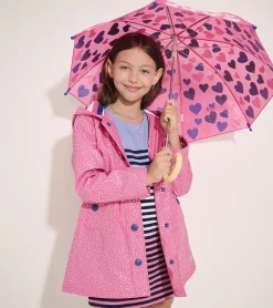 Outlet Girls Glitter Hearts Button-Up Rain Jacket Rainwear|Rainwear