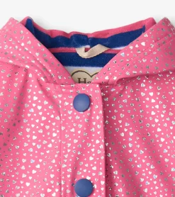 Outlet Girls Glitter Hearts Button-Up Rain Jacket Rainwear|Rainwear
