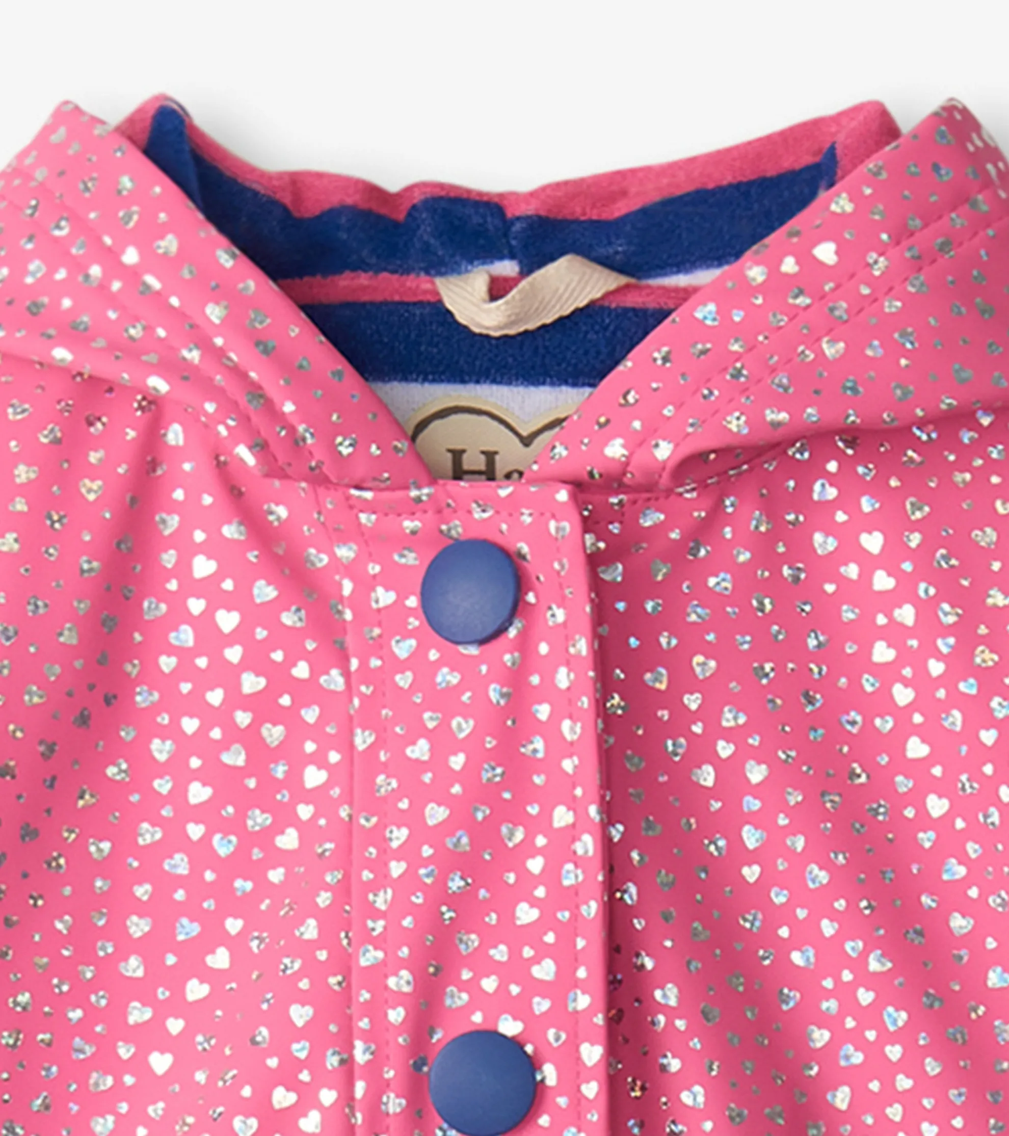Outlet Girls Glitter Hearts Button-Up Rain Jacket Rainwear|Rainwear
