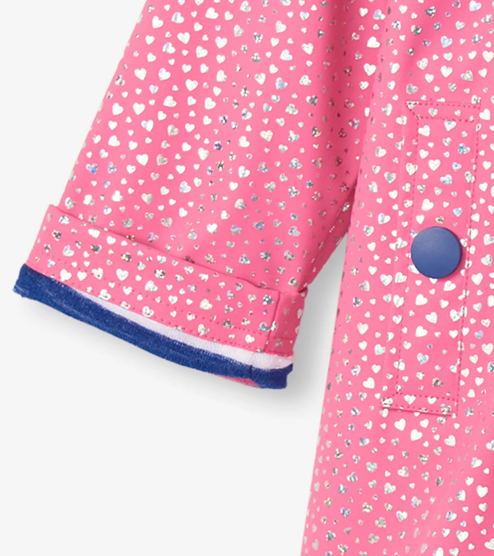 Outlet Girls Glitter Hearts Button-Up Rain Jacket Rainwear|Rainwear