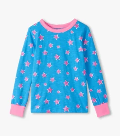 Girls Glitter Stars Pajama Set Sleepwear|Sleepwear
