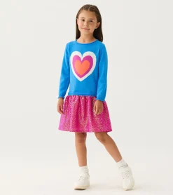 Online Girls Hearts Dropped Waist Sweater Dress Dresses