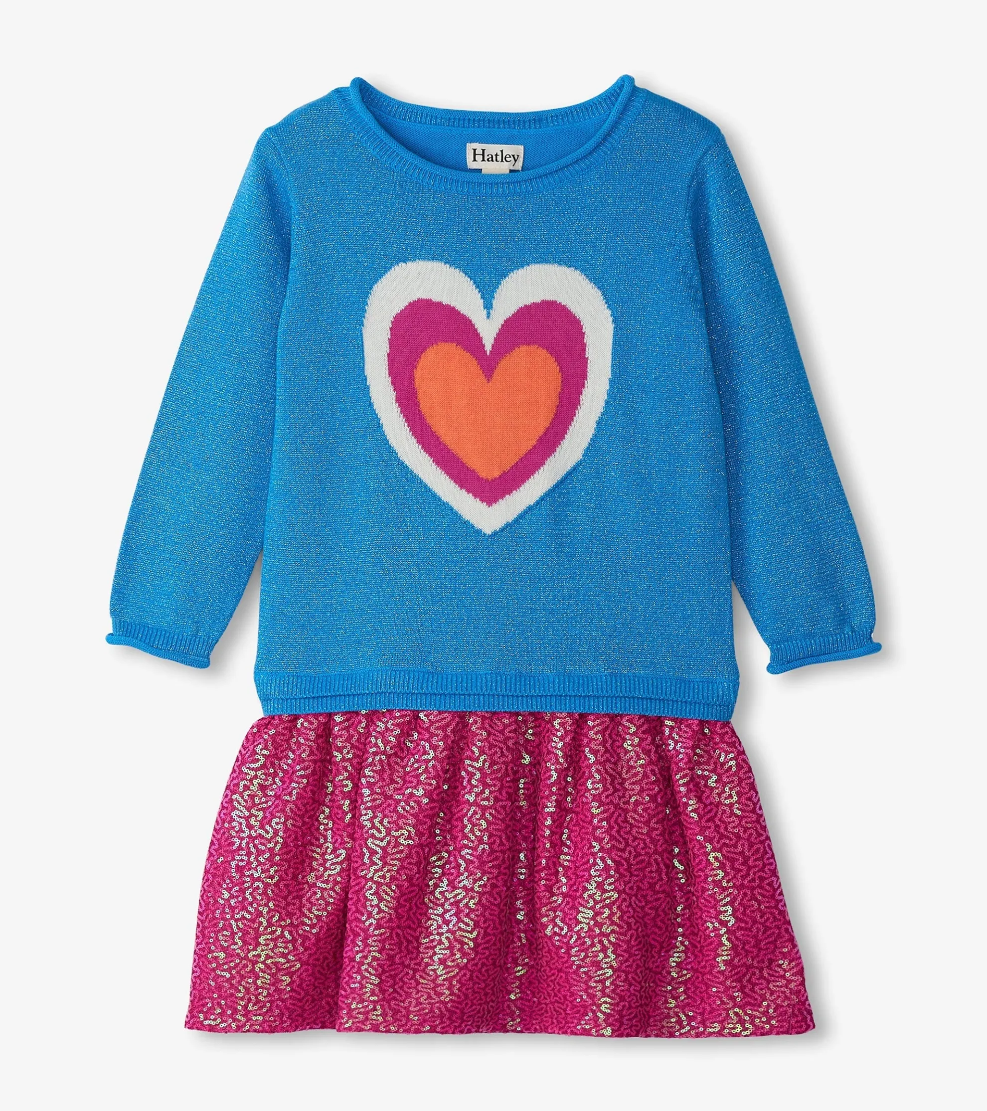 Online Girls Hearts Dropped Waist Sweater Dress Dresses