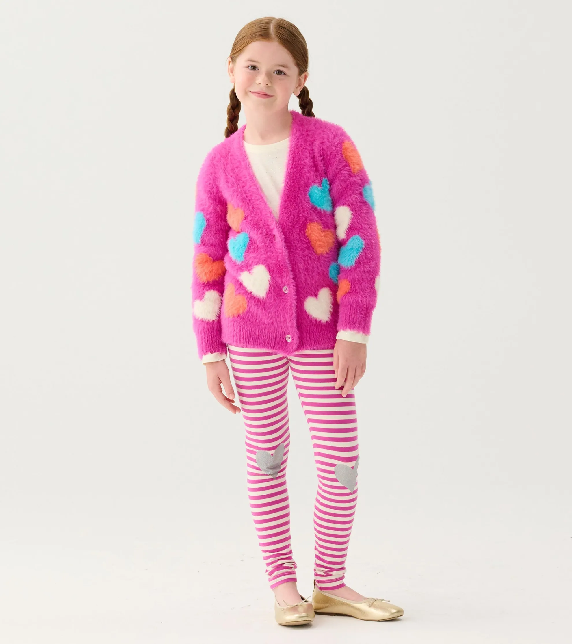 Clearance Girls Jumbo Hearts Cardigan Sweaters