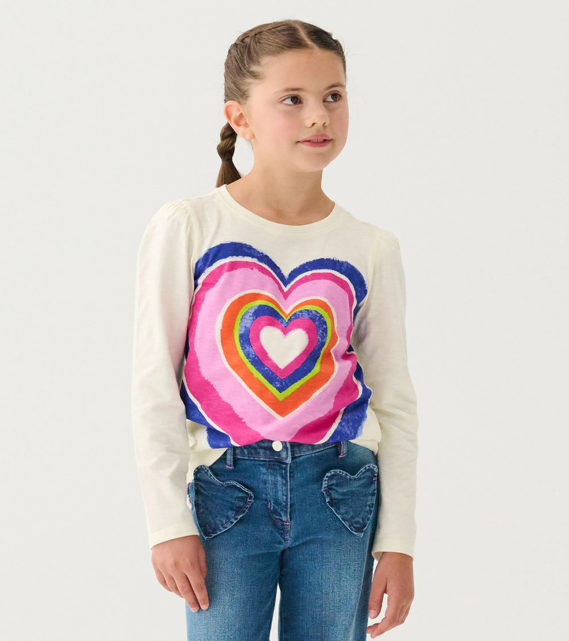 Hot Girls Layered Hearts Long Sleeve Graphic Tee Tops