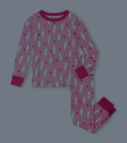 Sale Girls Lightning Bolts & Stars Pajama Set Sleepwear|Sleepwear