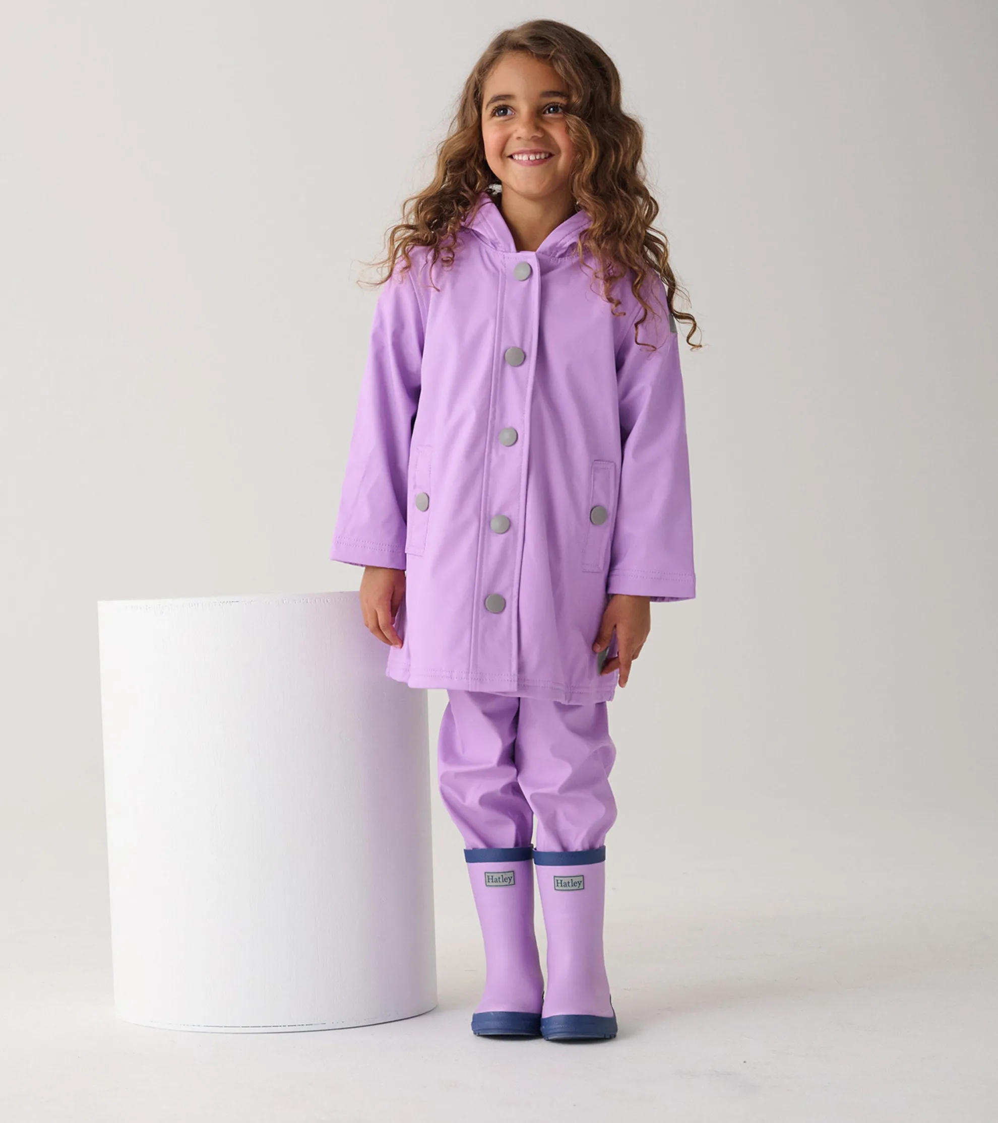 Discount Girls Lilac Button-Up Rain Jacket Rainwear|Rainwear