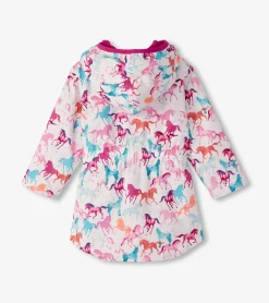 Outlet Girls Magical Horses Zip-Up Lightweight Rain Jacket Rainwear|Rainwear