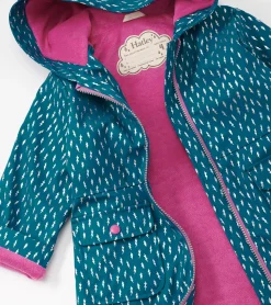 Best Girls Mini Lightning Bolts Zip-Up Rain Jacket Rainwear|Rainwear