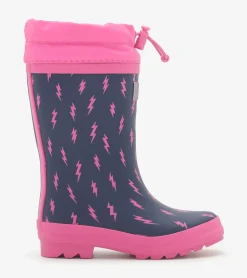 Sale Girls Mini Lightning Bolts Sherpa Lined Rain Boots Rainwear|Rainwear