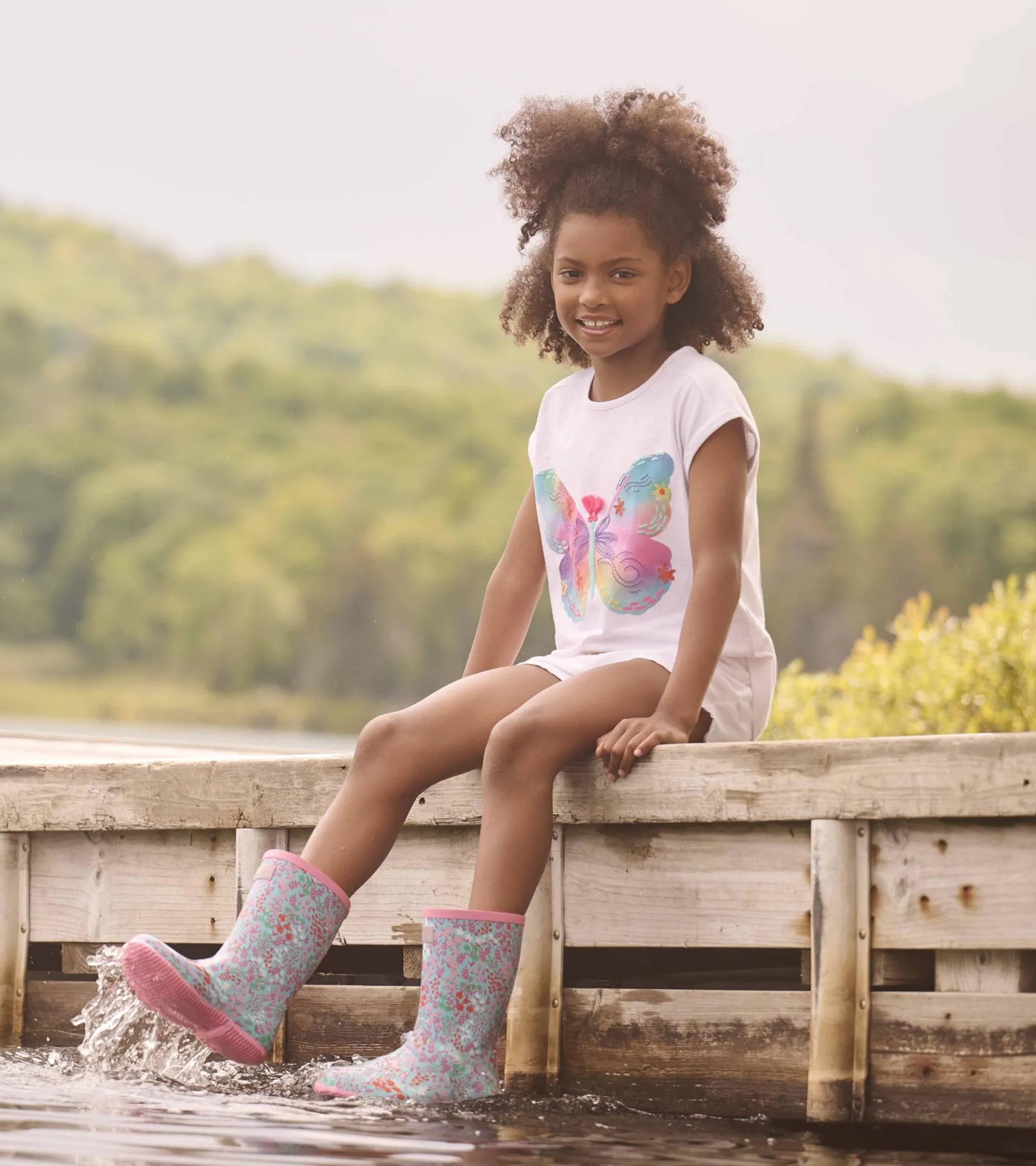 Sale Girls Painted Butterfly Relaxed T-Shirt Tops