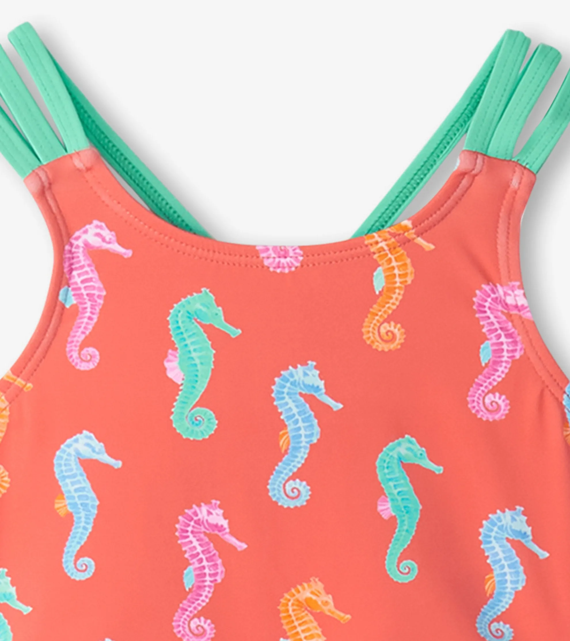 Best Girls Painted Seahorse Two-Piece Crop Top Bikini Set Swimwear|Swimwear