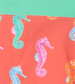 Best Girls Painted Seahorse Two-Piece Crop Top Bikini Set Swimwear|Swimwear