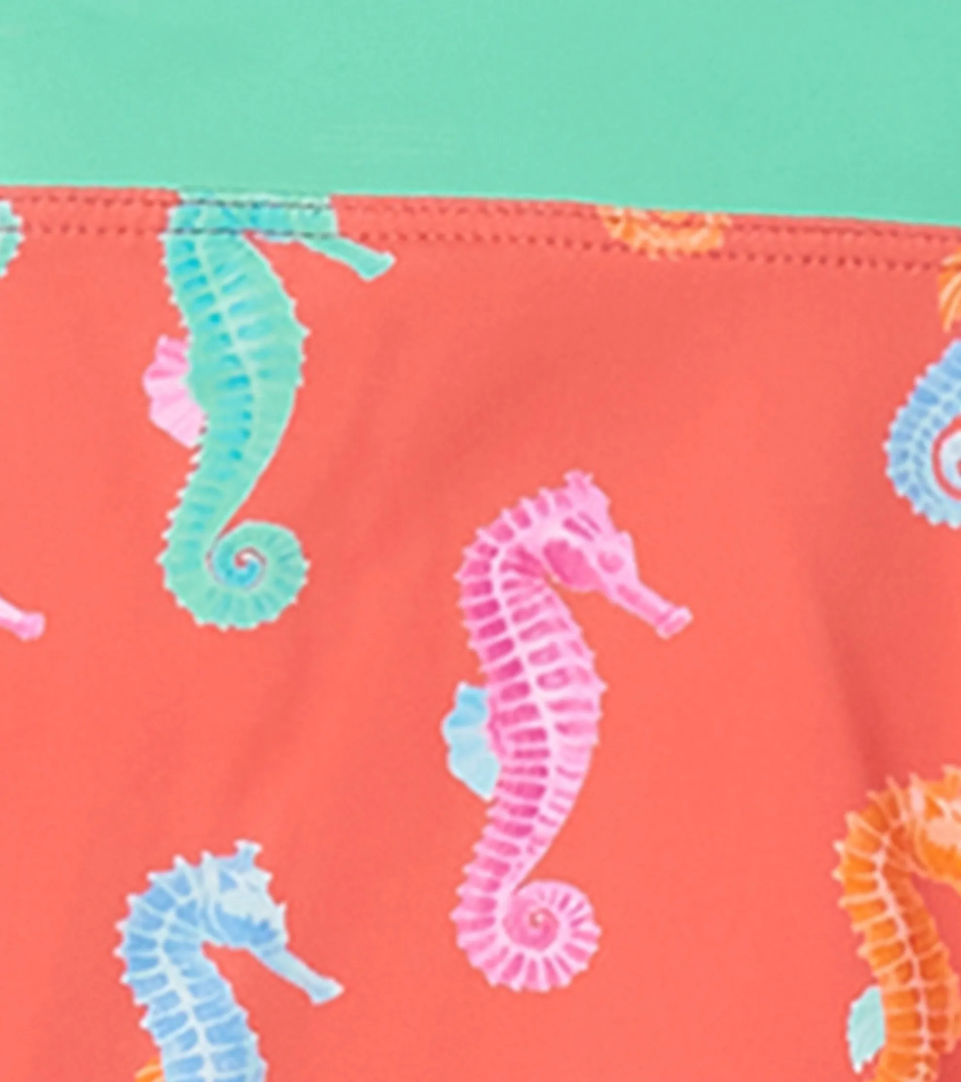 Best Girls Painted Seahorse Two-Piece Crop Top Bikini Set Swimwear|Swimwear