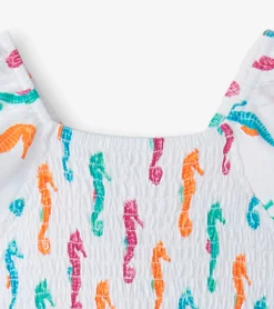 Hot Girls Painted Seahorses Smocked Dress Dresses