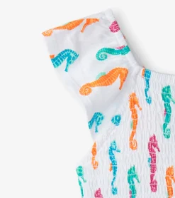 Hot Girls Painted Seahorses Smocked Dress Dresses