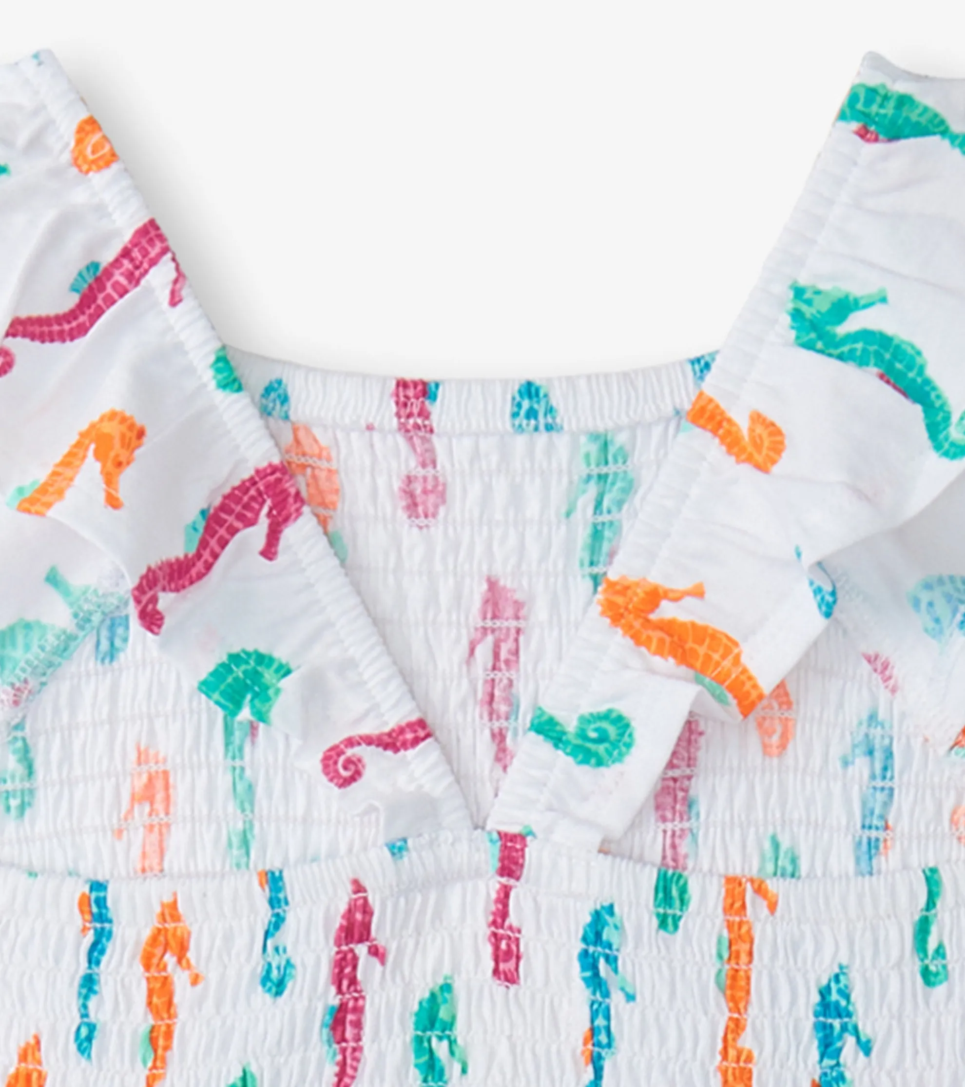 Hot Girls Painted Seahorses Smocked Dress Dresses