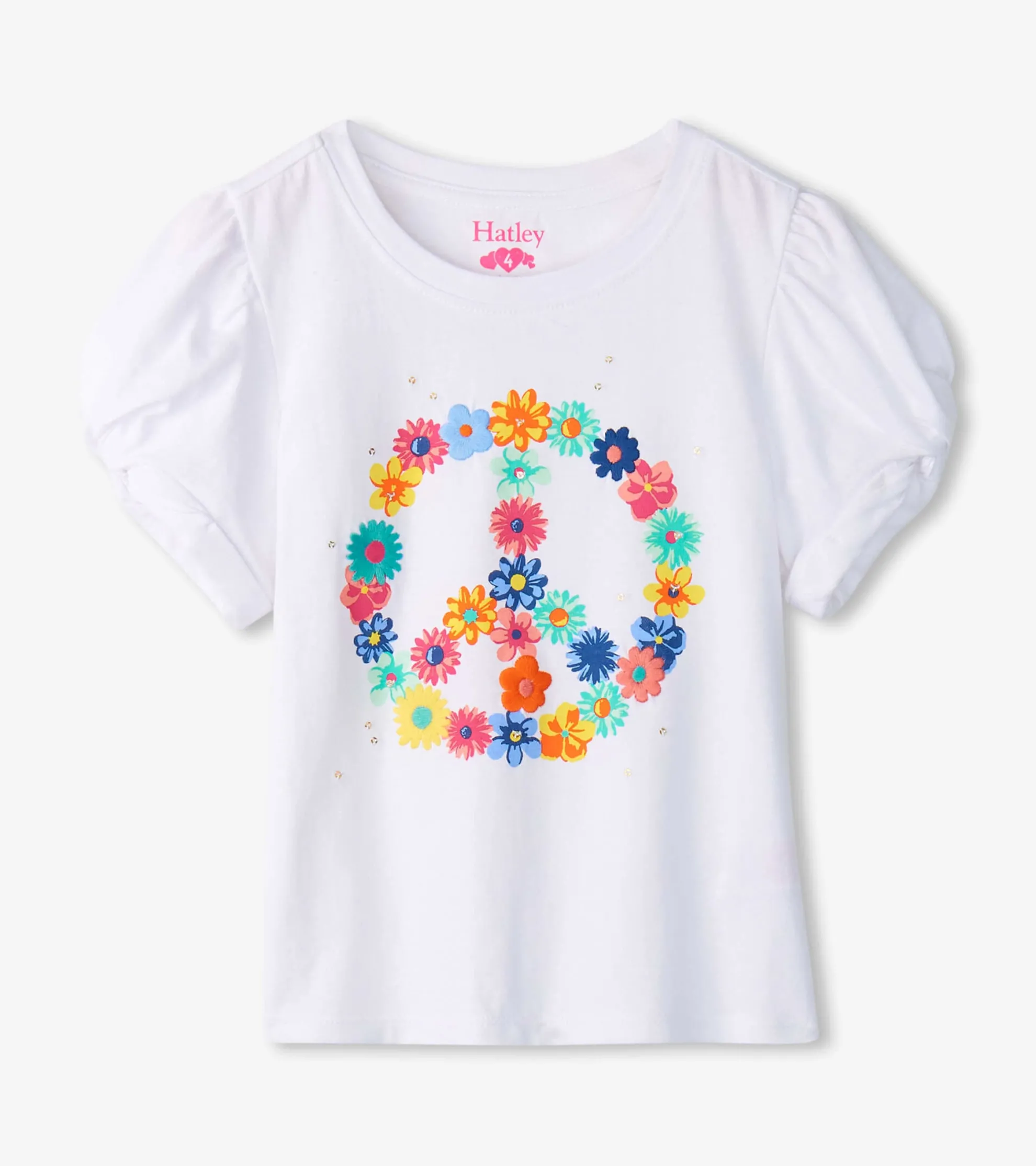 Sale Girls Peace Flower Twisted Sleeve Tee Tops