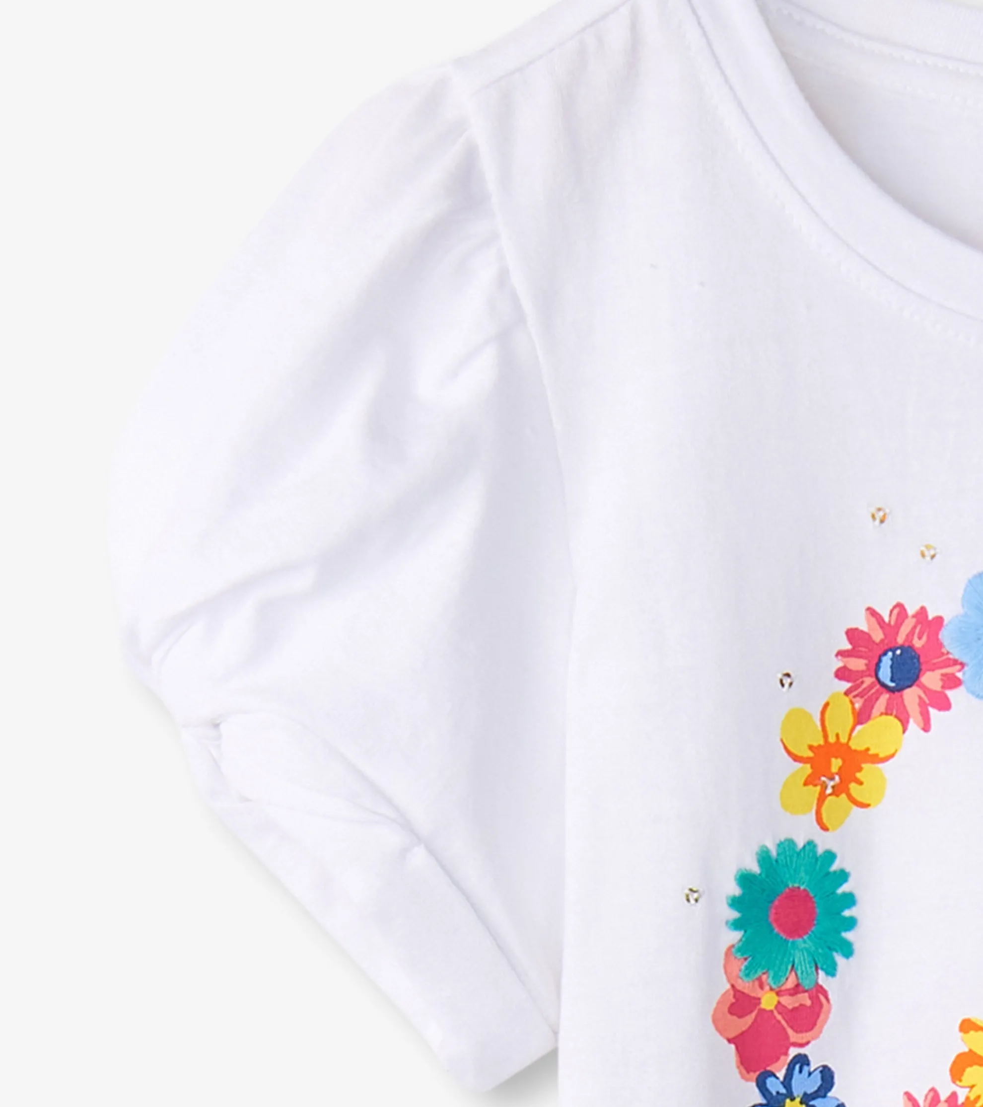 Sale Girls Peace Flower Twisted Sleeve Tee Tops