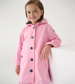 Best Girls Pink & Navy Button-Up Rain Jacket Rainwear|Rainwear