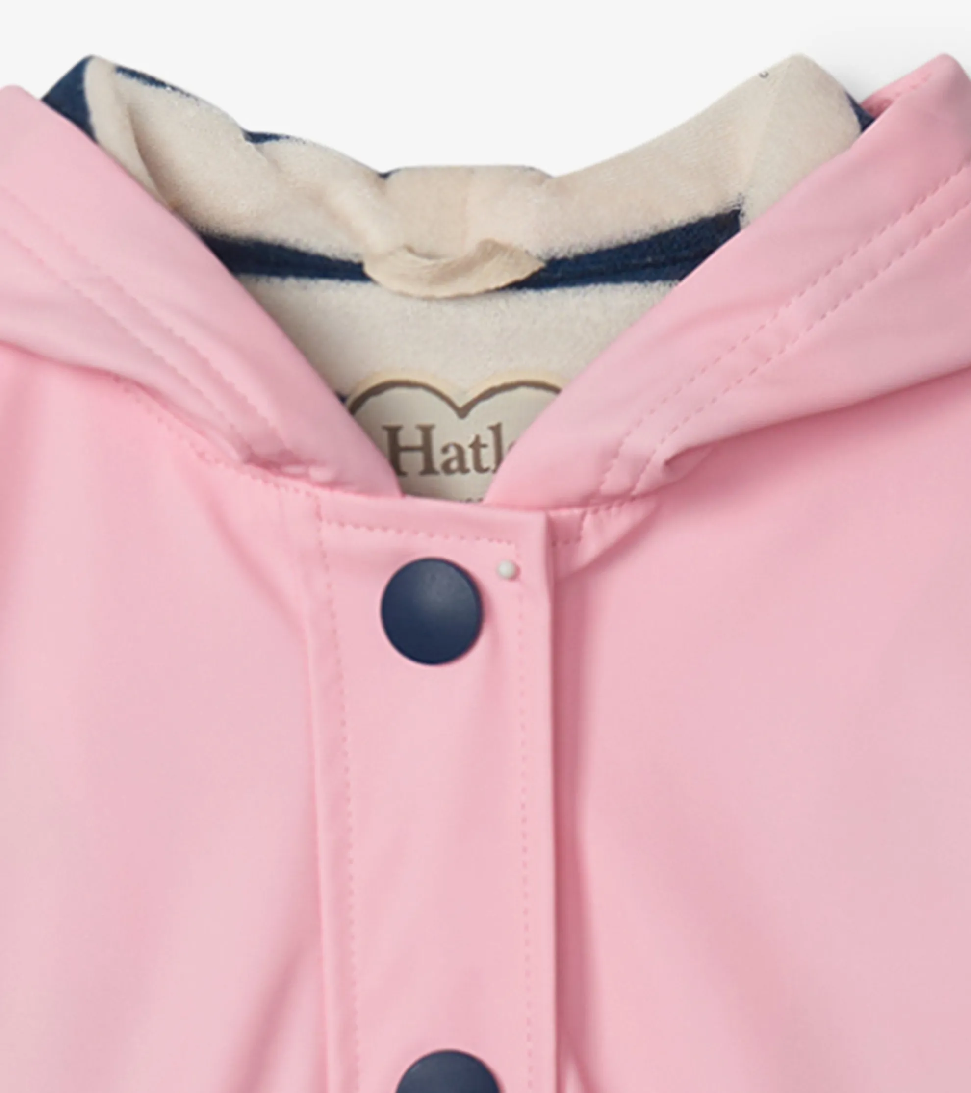 Best Girls Pink & Navy Button-Up Rain Jacket Rainwear|Rainwear