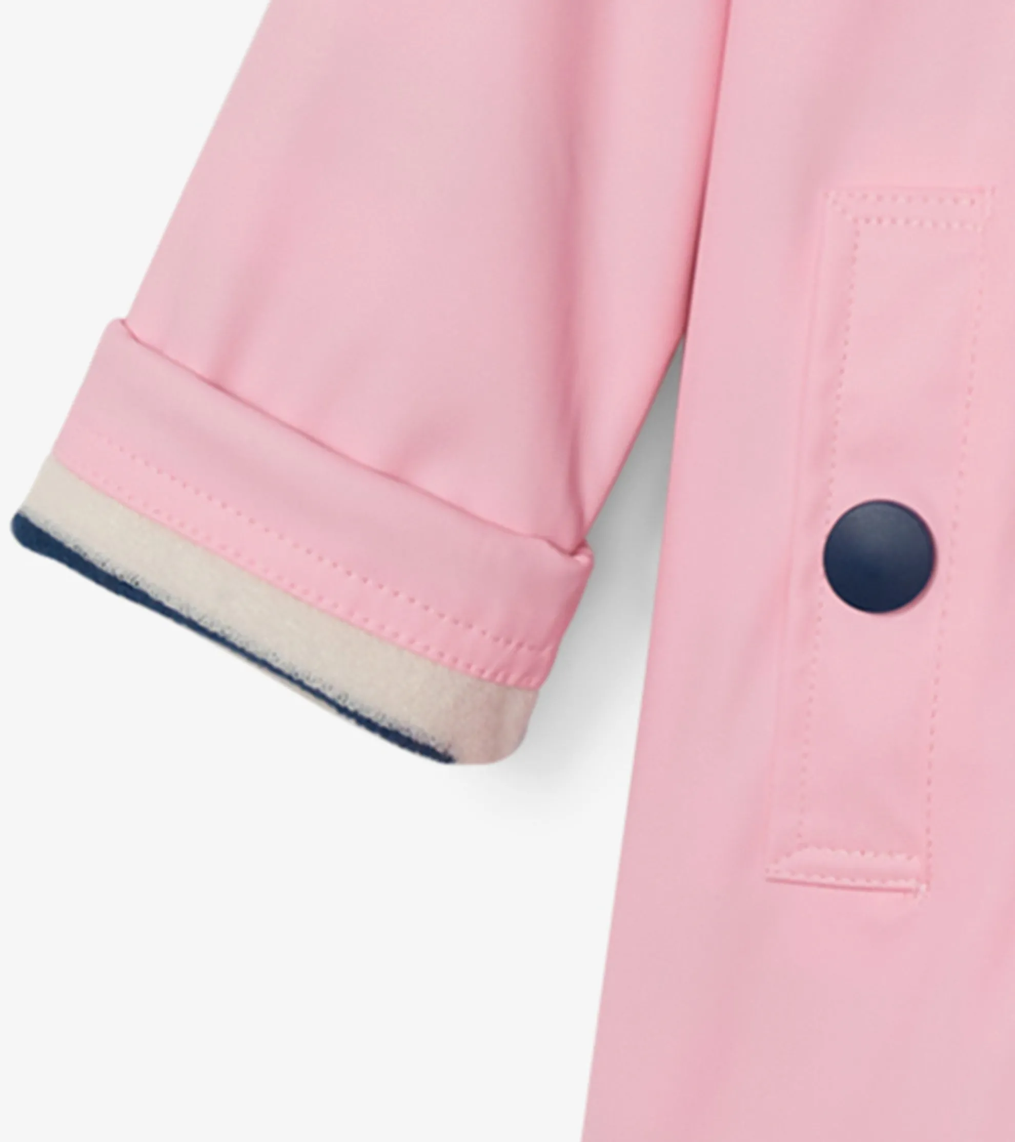 Best Girls Pink & Navy Button-Up Rain Jacket Rainwear|Rainwear