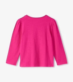 Discount Girls Pink Long Sleeve Graphic Tee Tops