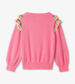 Hot Girls Pink Rainbow Ruffle Sweater Sweaters
