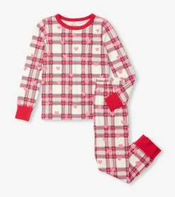 Hot Girls Plaid Hearts Pajama Set Sleepwear|Sleepwear