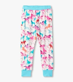 Sale Girls Pretty Horses Bamboo Pajama Set Sleepwear|Sleepwear