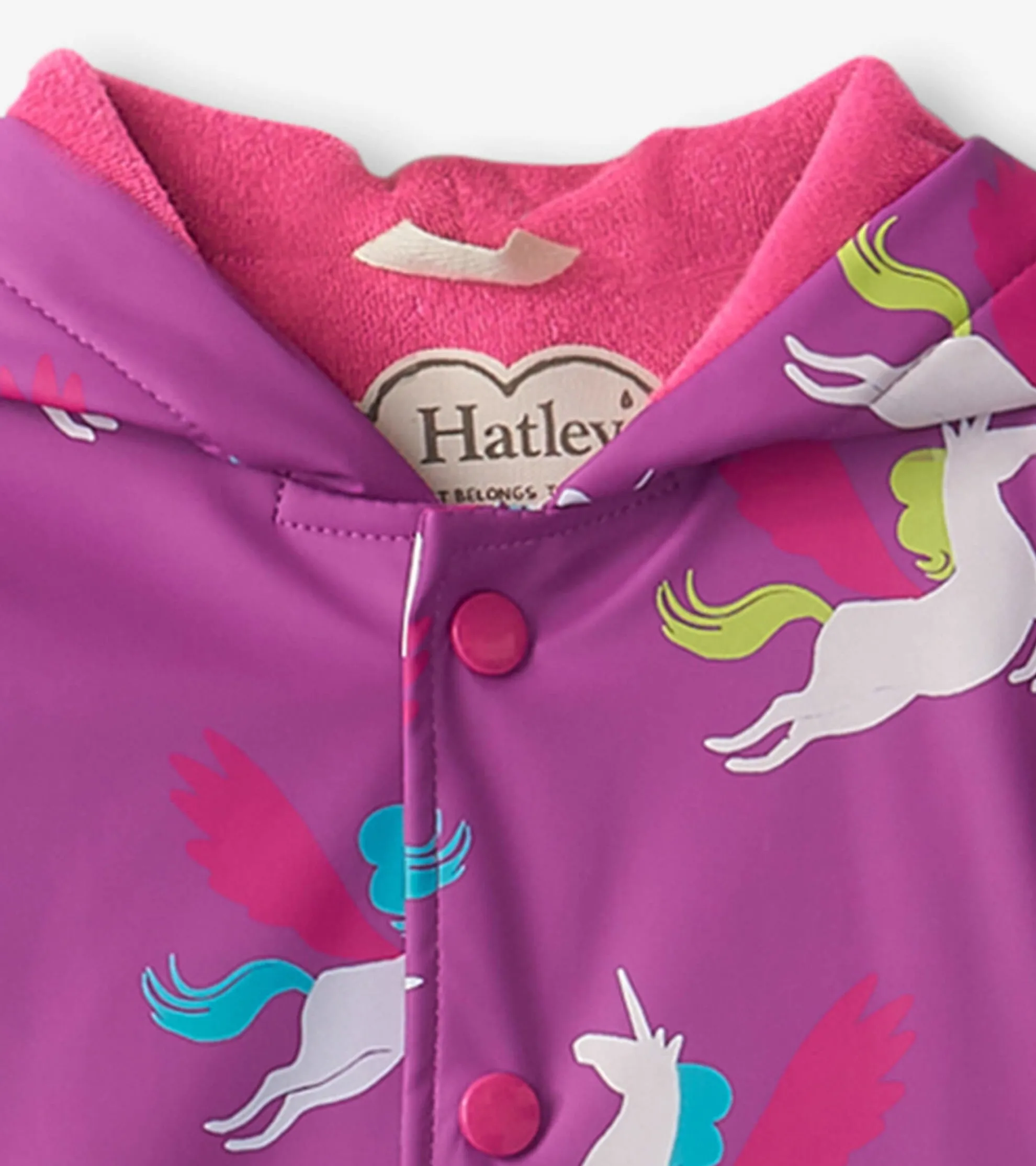 Online Girls Pretty Unicorn Colour Changing Button-Up Rain Jacket Rainwear|Rainwear