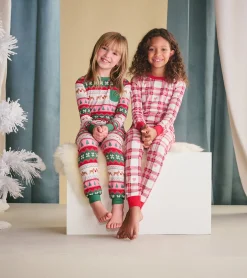 Discount Girls Puppy Hearts Fair Isle Bamboo Pajama Set Sleepwear|Sleepwear