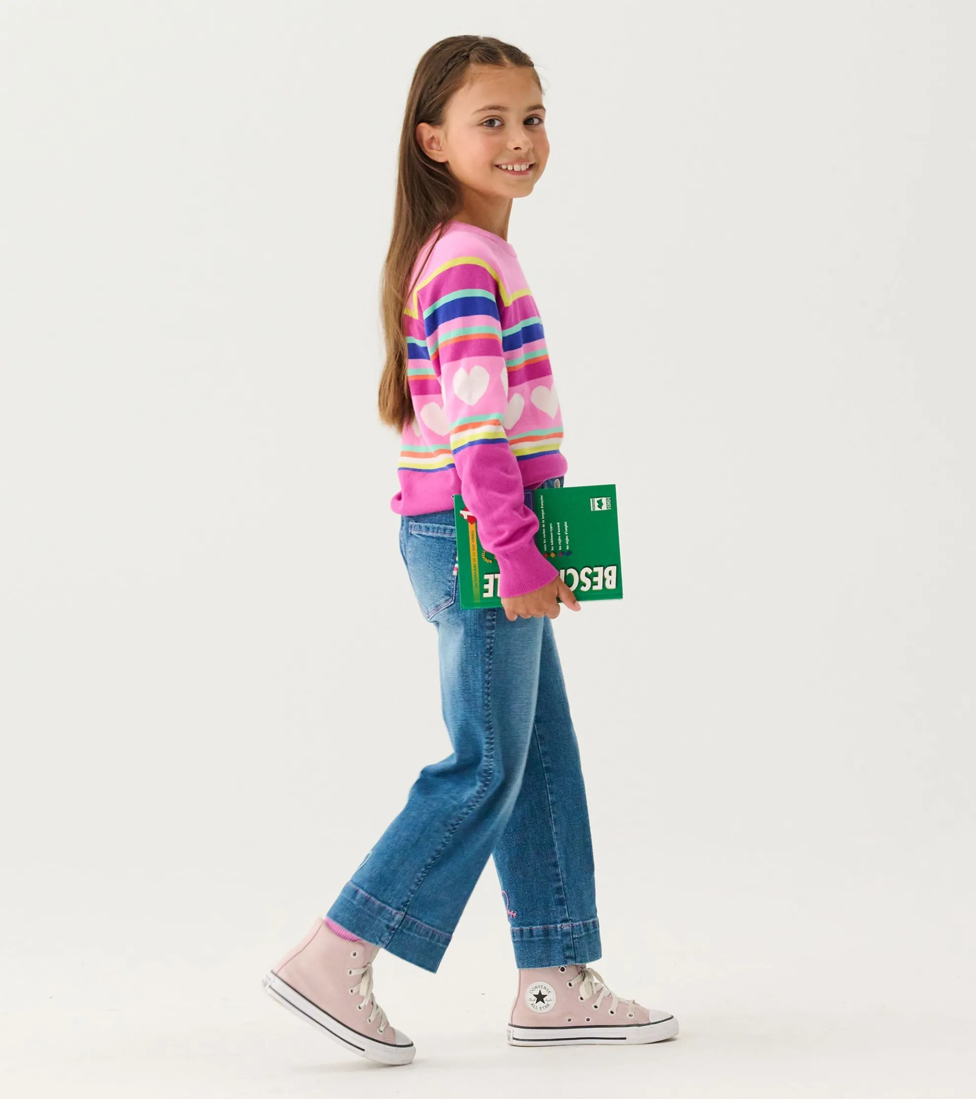 Discount Girls Rainbow Heart Sweater Sweaters