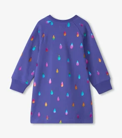 Discount Girls Rainbow Raindrops Sweater Dress Dresses