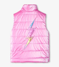 Girls Rainbow Shine Reversible Quilted Vest Outerwear|Tops