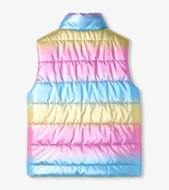 Girls Rainbow Shine Reversible Quilted Vest Outerwear|Tops