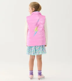 Girls Rainbow Shine Reversible Quilted Vest Outerwear|Tops