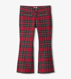 Discount Girls Red Plaid Flared Pants Bottoms