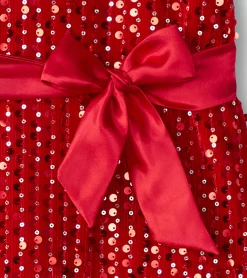 Sale Girls Red Sequins Velvet Dress Dresses