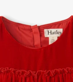 New Girls Red Velvet Smocked Panel Dress Dresses