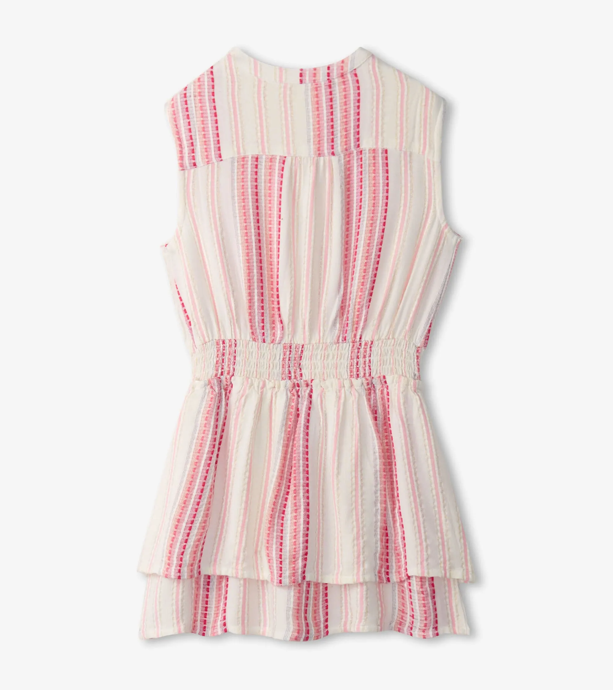 Hot Girls Ribbon Stripe Smocked Waist Dress Dresses