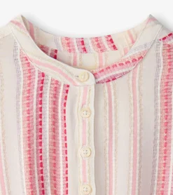 Hot Girls Ribbon Stripe Smocked Waist Dress Dresses