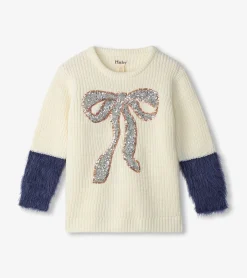 Clearance Girls Sequin Bow Fluffy Sleeve Sweater Sweaters