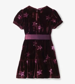 Clearance Girls Sequin Stars Velvet Dress Dresses
