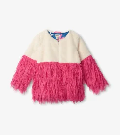 Sale Girls Sheer Pink Faux Fur Jacket Sweaters
