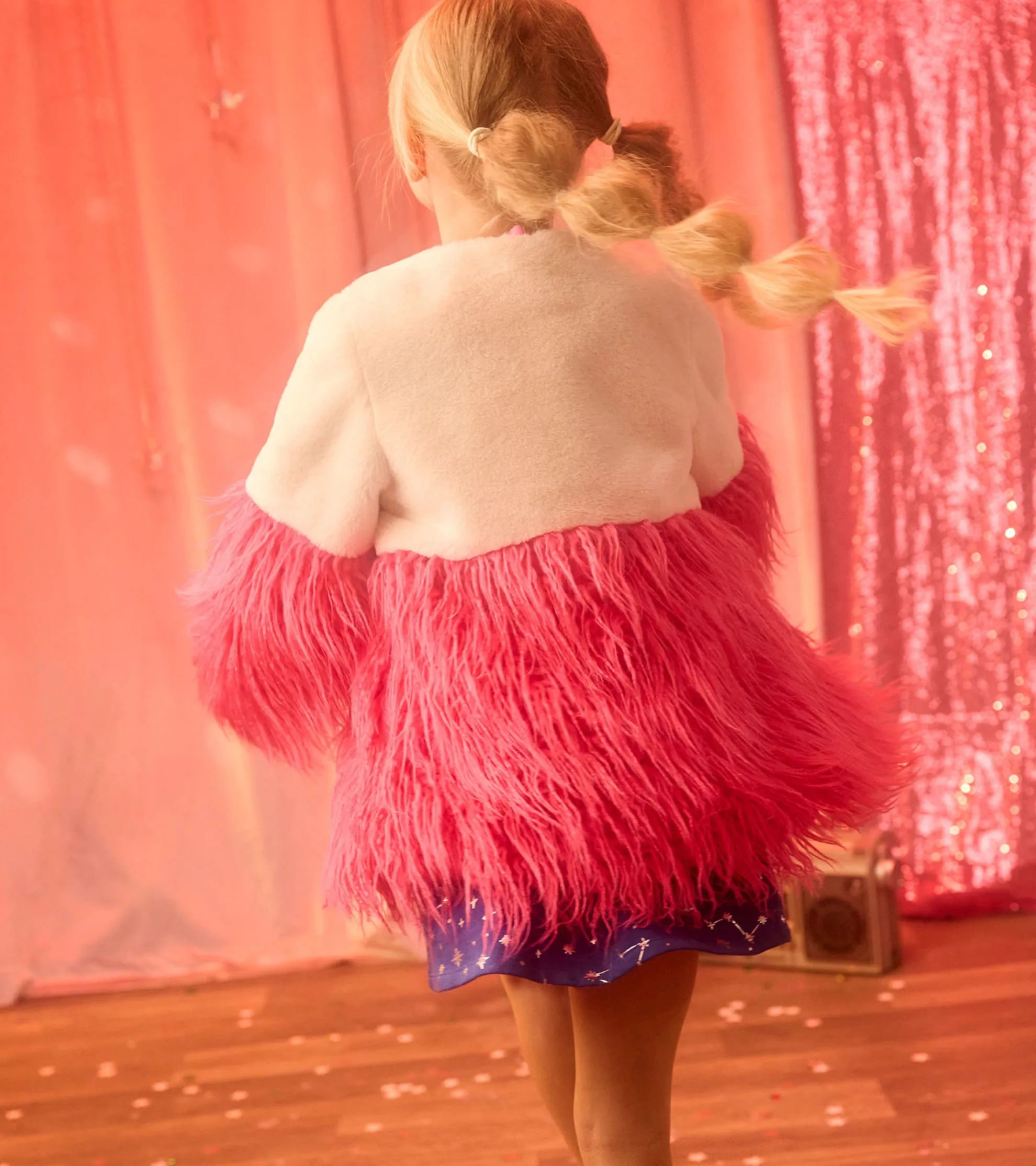 Sale Girls Sheer Pink Faux Fur Jacket Sweaters